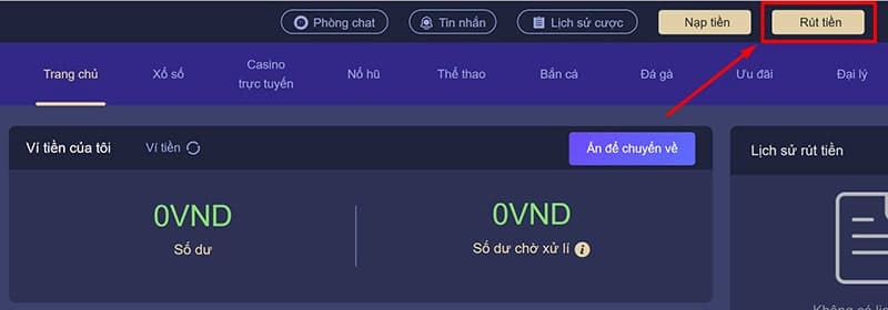 rút tiền về tài khoản ngân hàng