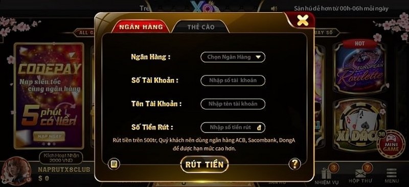 rút tiền x8 club
