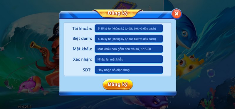 các bước đăng ký tài khoản cổng game bắn cá h5 đơn giản