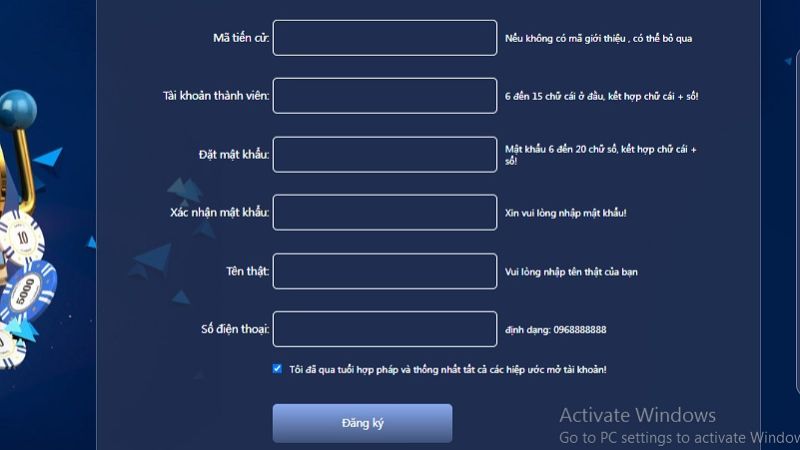 Hướng dẫn đăng ký vào sân chơi siêu nhanh và đơn giản